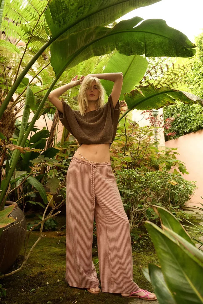 Stroll Goals Striped Wide-Leg Drawstring Pants - ShopPromesa