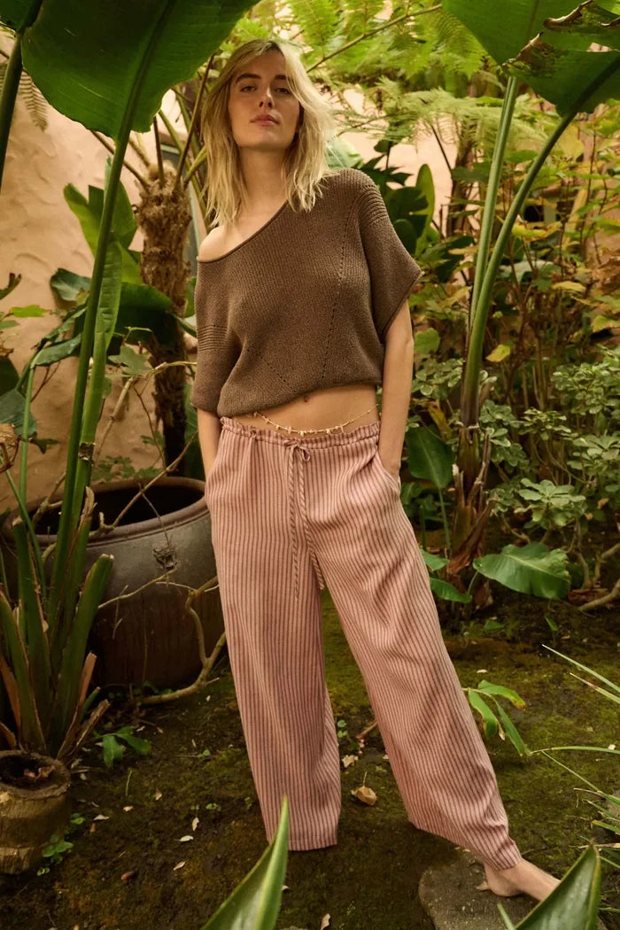 Stroll Goals Striped Wide-Leg Drawstring Pants - ShopPromesa