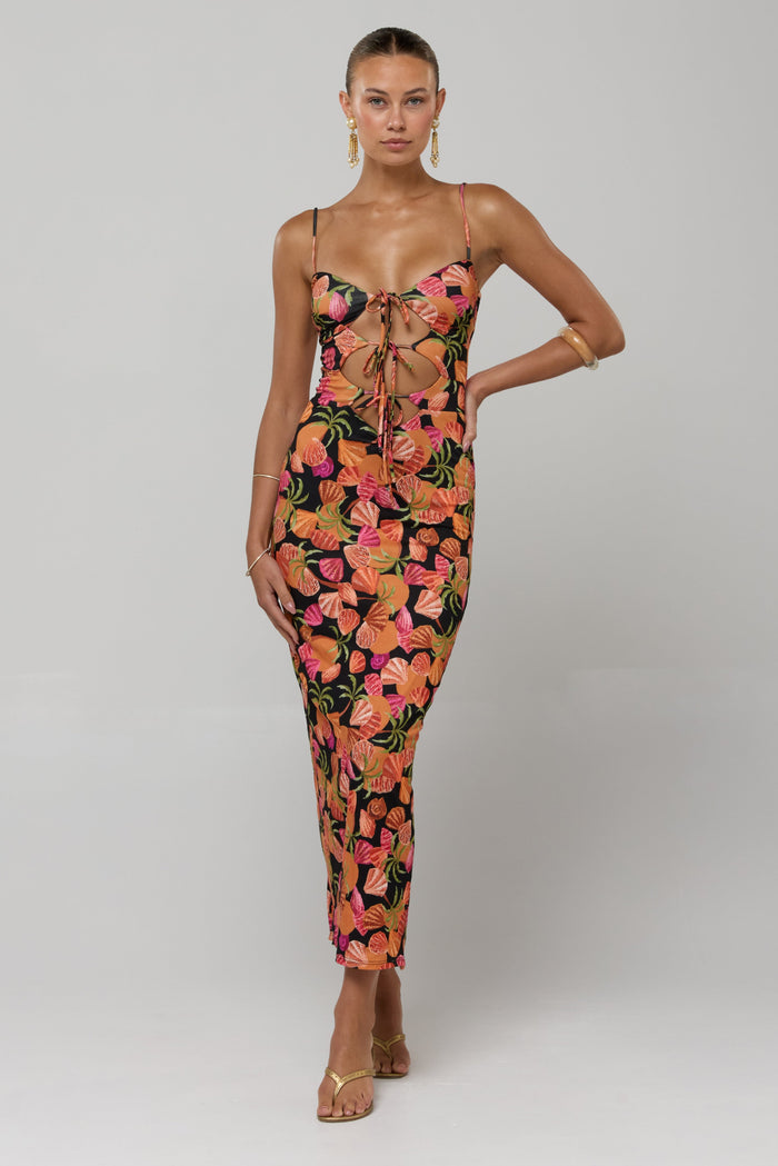 This is an image of Summer Knit in Conch - RESA featuring a model wearing the dress