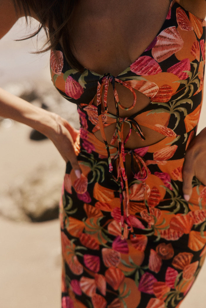 This is an image of Summer Knit in Conch - RESA featuring a model wearing the dress