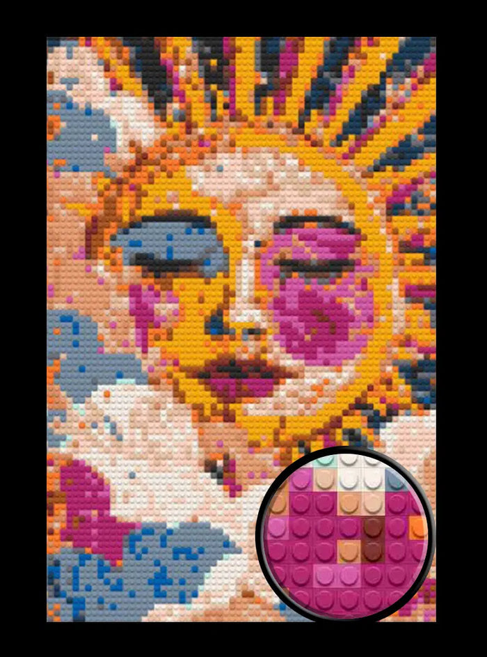 Sun Face Abstract Bricked Mosaic Home Decor 20x30" - Memobrick
