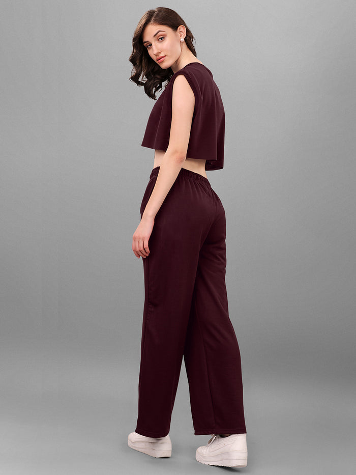 SXV Brown Trouser with Crop Top Co-ords Set