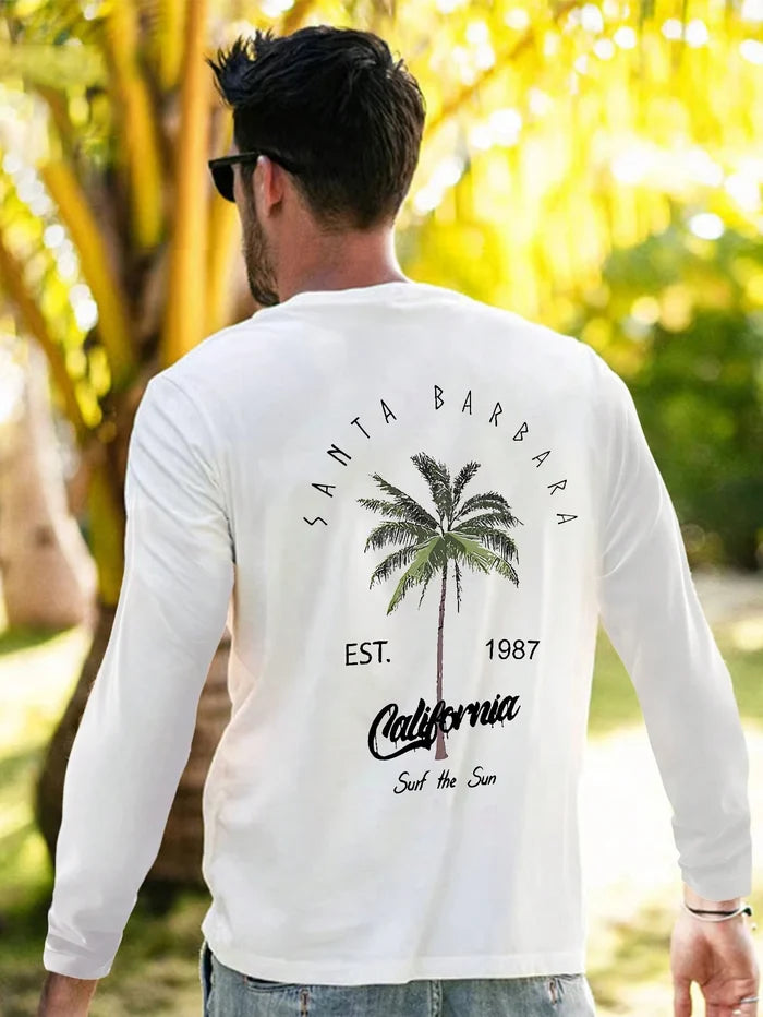 SXV 'surf the sun’ Printed Aesthetic Drop Shoulder Long sleeves Oversized Baggy T-shirt