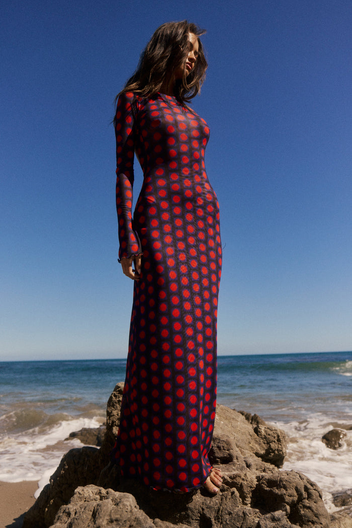 This is an image of Sylvia Dress in Mod - RESA featuring a model wearing the dress