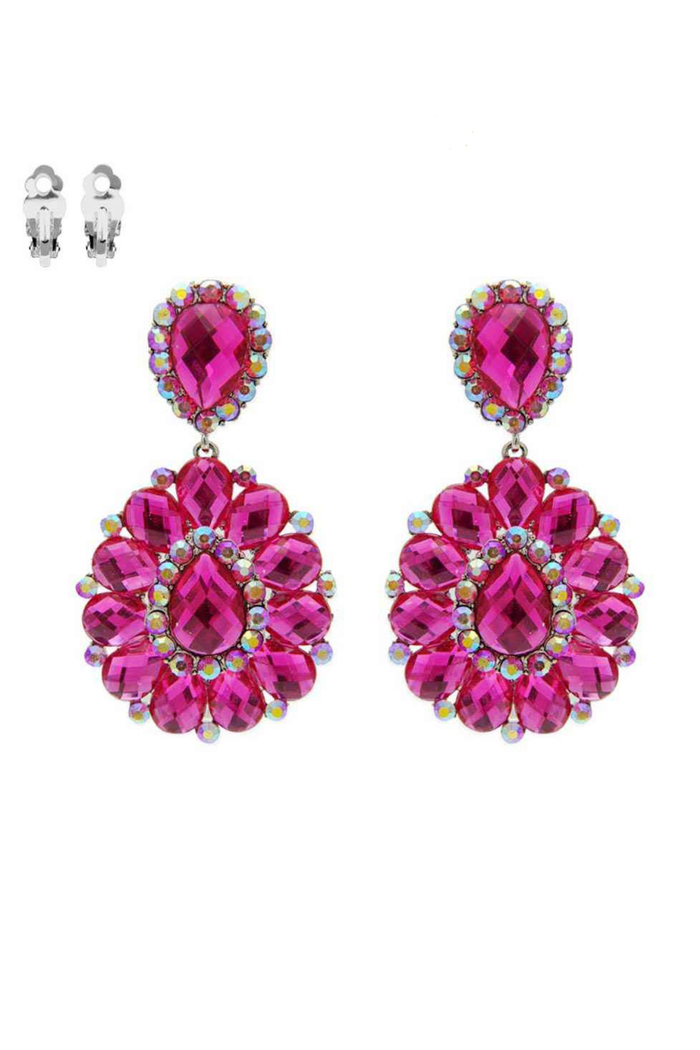 Style the Teardrop Gemstone Cluster Clip-On Earrings exclusively at Born To Glam