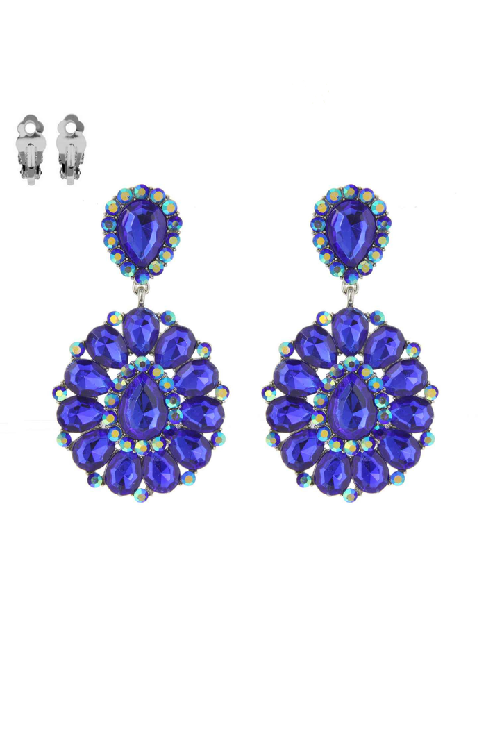 Style the Teardrop Gemstone Cluster Clip-On Earrings exclusively at Born To Glam