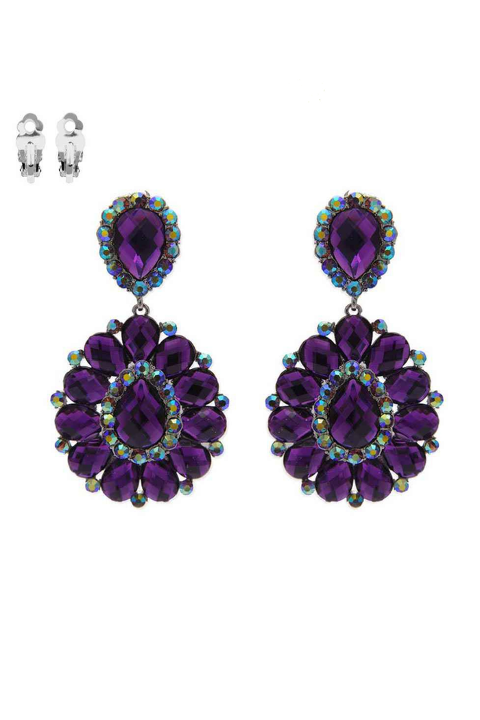 Style the Teardrop Gemstone Cluster Clip-On Earrings exclusively at Born To Glam
