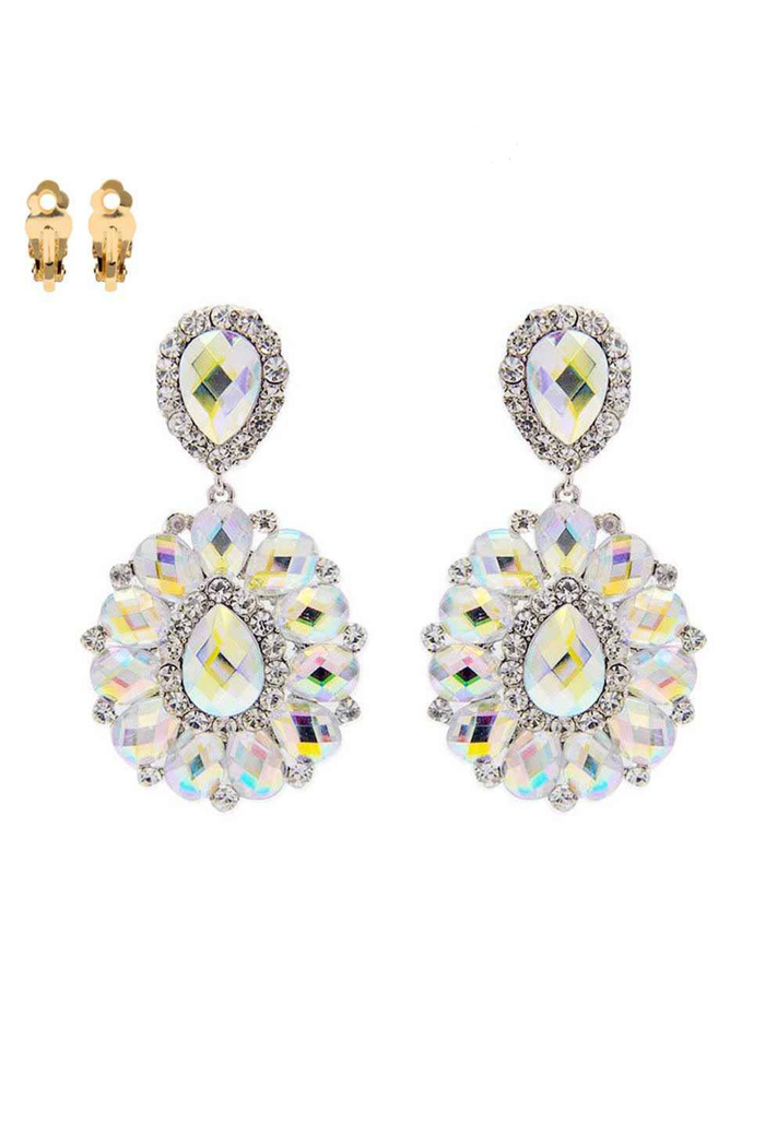 Style the Teardrop Gemstone Cluster Clip-On Earrings exclusively at Born To Glam