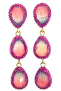 Style the Teardrop Multicolor Gemstone Crystal Sterling Silver Triple Drop Earrings exclusively at Born To Glam