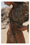 This is an image of Tezza Top in Birch - RESA featuring a model wearing the dress