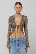 This is an image of Tezza Top in Serpent - RESA featuring a model wearing the dress