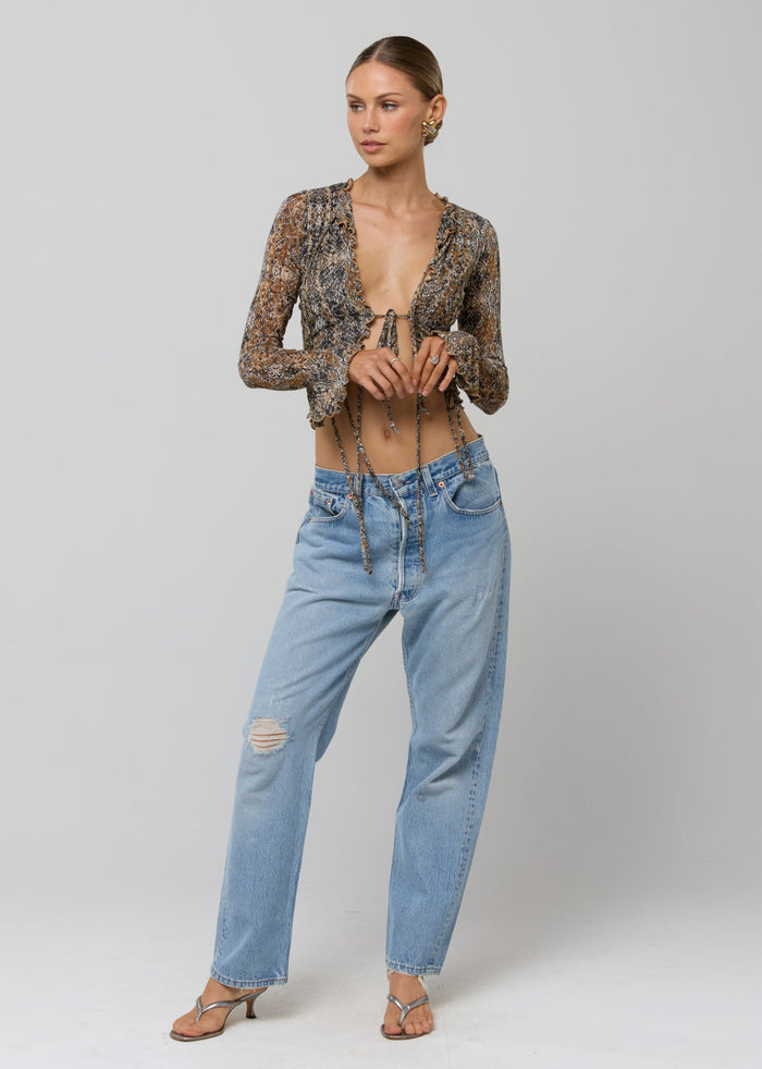 This is an image of Tezza Top in Serpent - RESA featuring a model wearing the dress