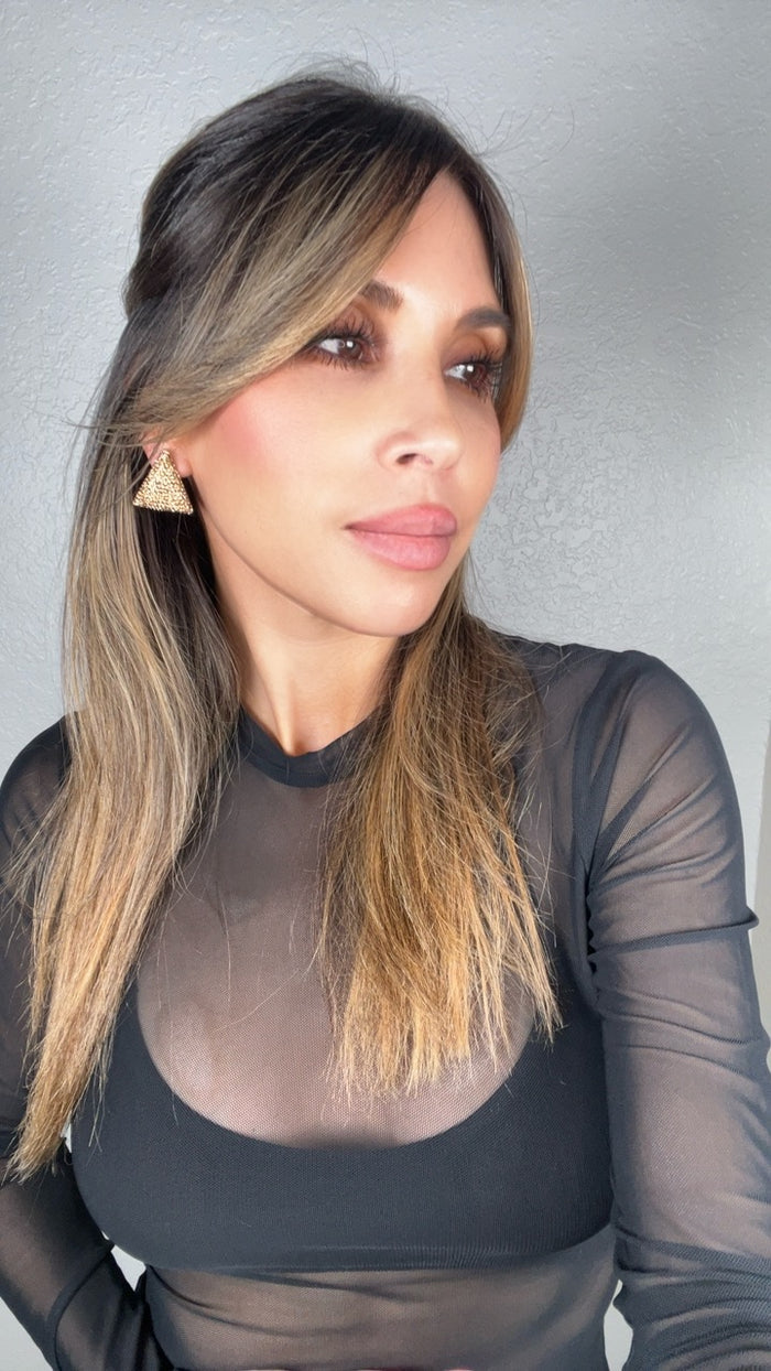 Style the Triangle Crystal 925 Sterling Silver Stud Earrings exclusively at Born To Glam