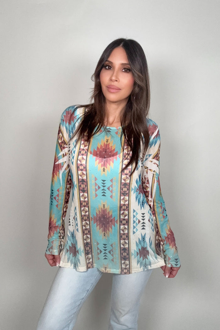 Style the Turquoise Crystal Mesh Top exclusively at Born To Glam