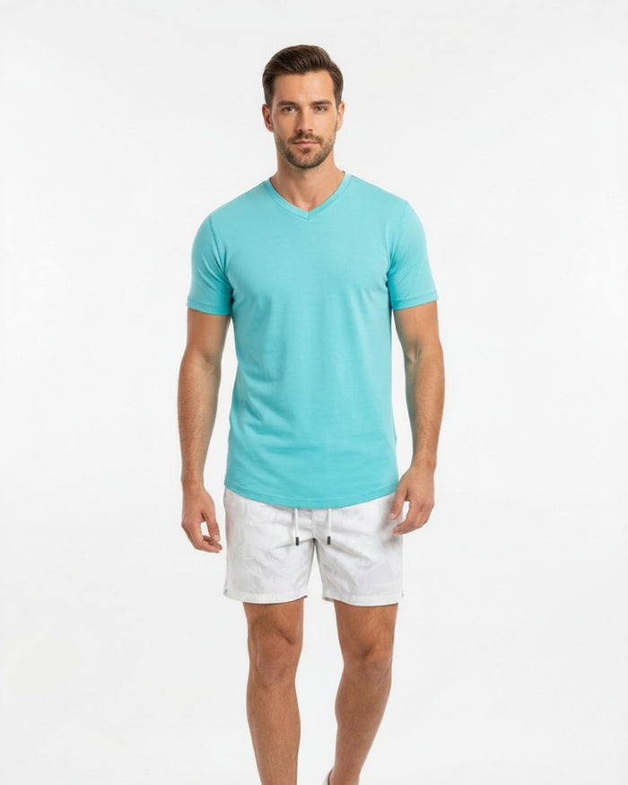 VICTOR MERINO V-NECK TEE - SPEARMINT
