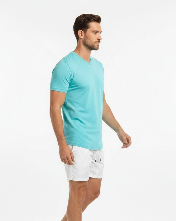 VICTOR MERINO V-NECK TEE - SPEARMINT