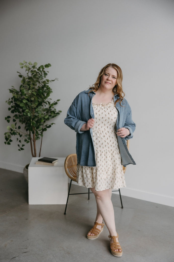 VINTAGE FLORAL PRINT TIERED TANK DRESS - Love Marlow