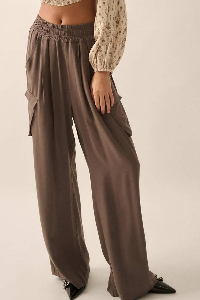 Walk On Wide-Leg Twill Cargo Pants - ShopPromesa