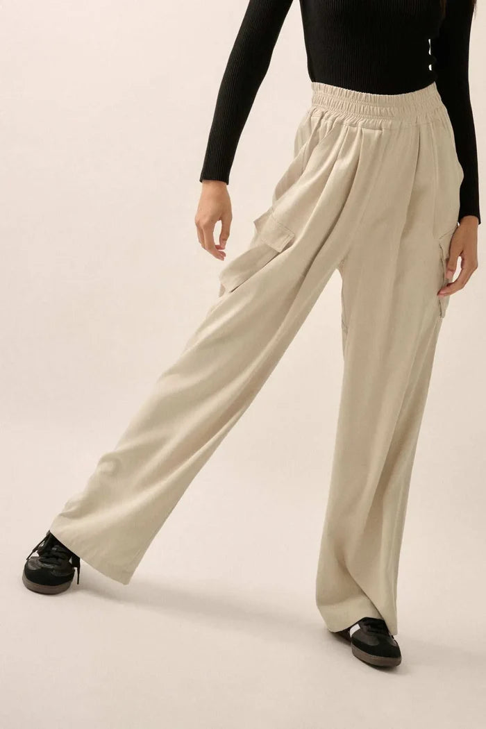 Walk On Wide-Leg Twill Cargo Pants - ShopPromesa