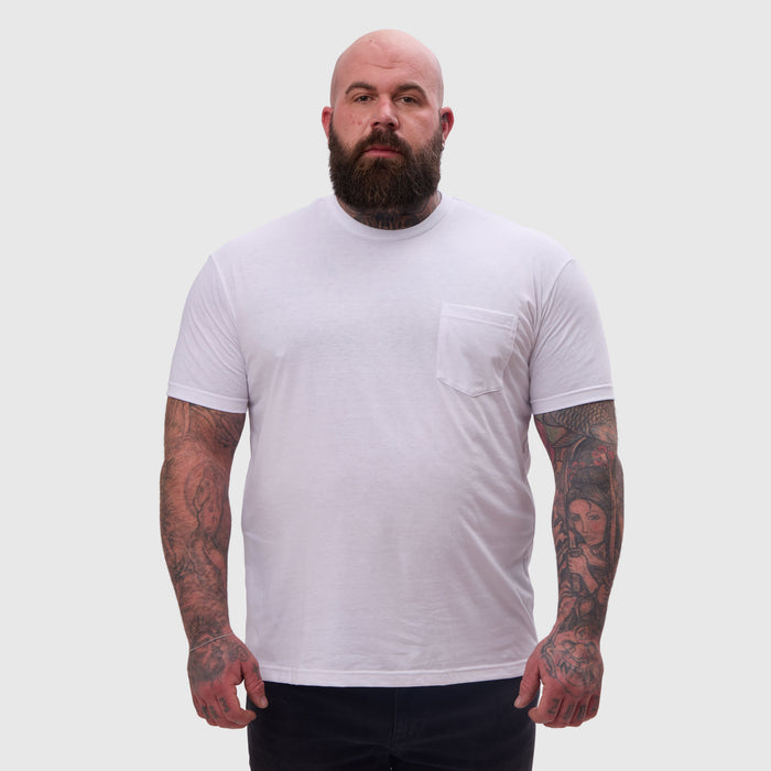 White Pocket Crew Neck