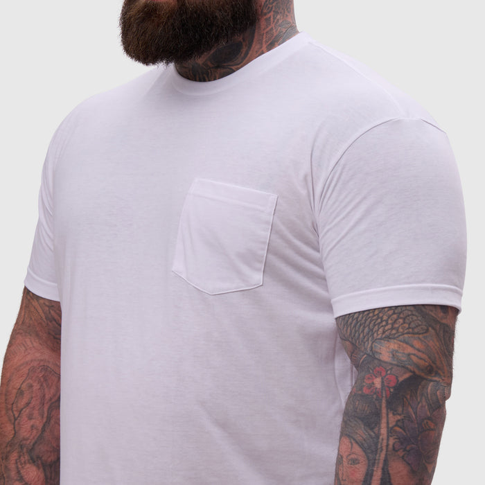 White Pocket Crew Neck
