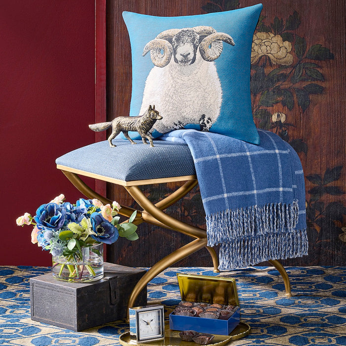 Windowpane Throw, Denim
