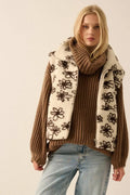 Winter Garden Floral-Print Sherpa Fleece Vest - ShopPromesa