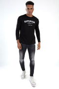 Zane Jeans: Men's black washed denim with distressed knees, slim fit, and ankle zippers for a trendy streetwear look.