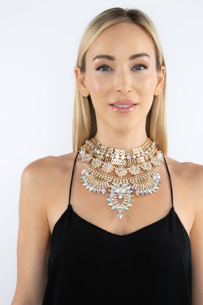 Style the Zaniah Iridescent Statement Necklace exclusively at Born To Glam