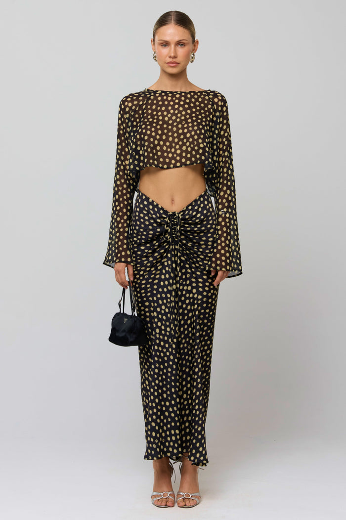 This is an image of Ziggy Skirt in Celeste - RESA featuring a model wearing the dress