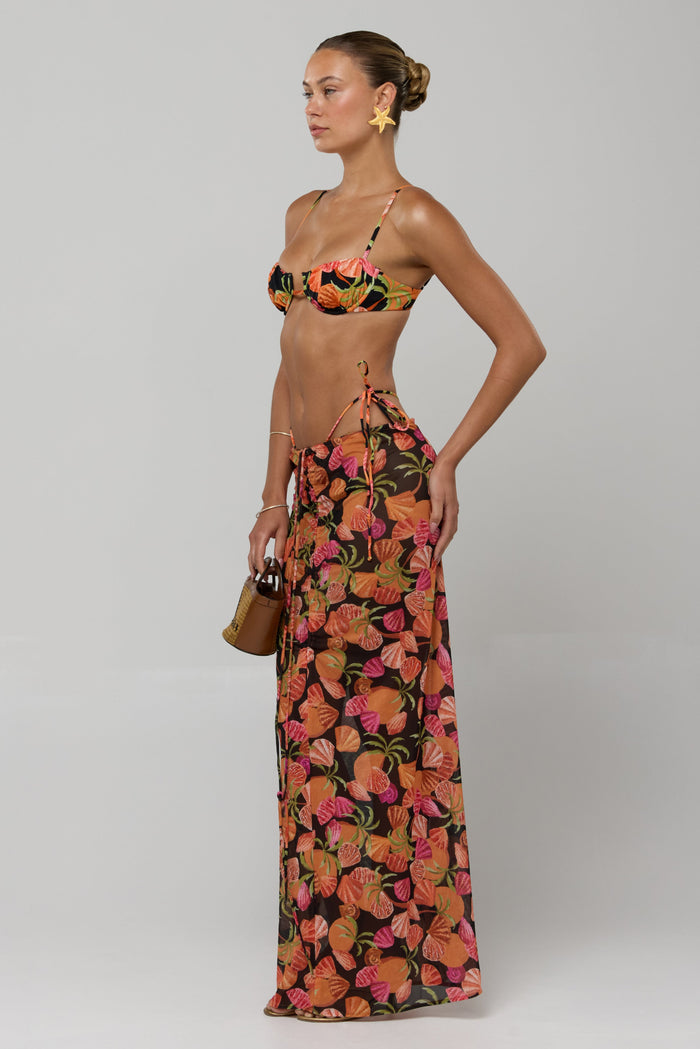 This is an image of Ziggy Mesh Skirt in Conch - RESA featuring a model wearing the dress