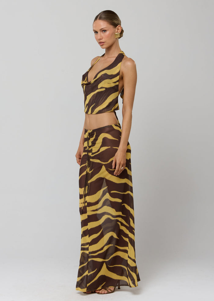 This is an image of Ziggy Mesh Skirt in Raja - RESA featuring a model wearing the dress